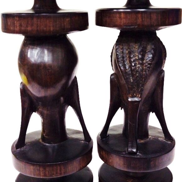 Artisan Handcrafted African Tribal Ironwood Male Female Bust Candlestick Holders - Picture 6 of 10